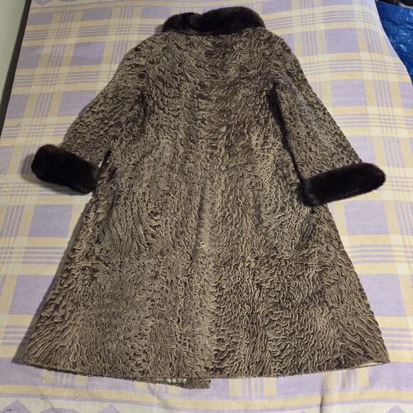 Vintage 40s 50s Rikes Dayton Persian Lamb Fur Mink Fur Collar Coat Penny Lane - Picture 4 of 16